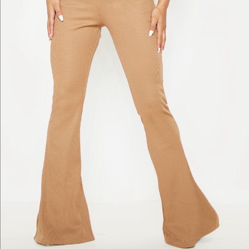 Camel Bandage Rib Flared Pants - Picture 2 of 2